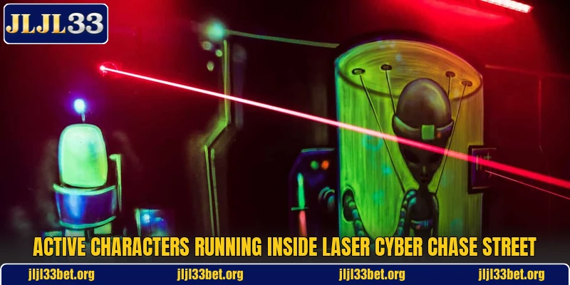 Active characters running inside Laser Cyber Chase street