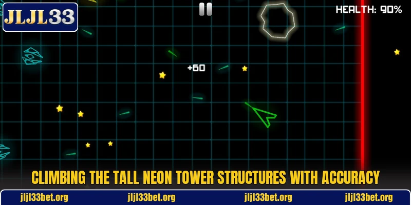 Climbing the tall neon tower structures with accuracy