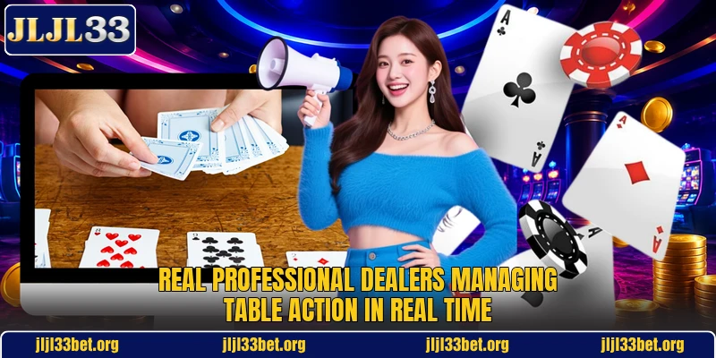 Real professional dealers managing table action in real time