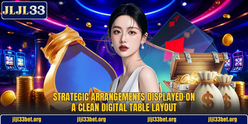 Strategic arrangements displayed on a clean digital table layout