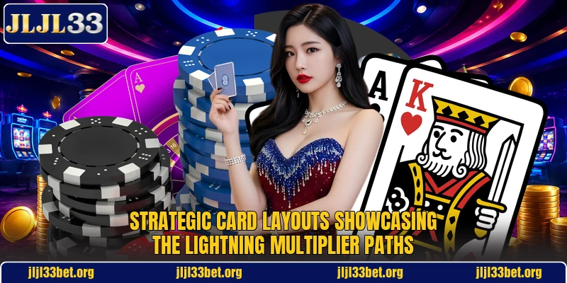 Strategic card layouts showcasing the lightning multiplier paths